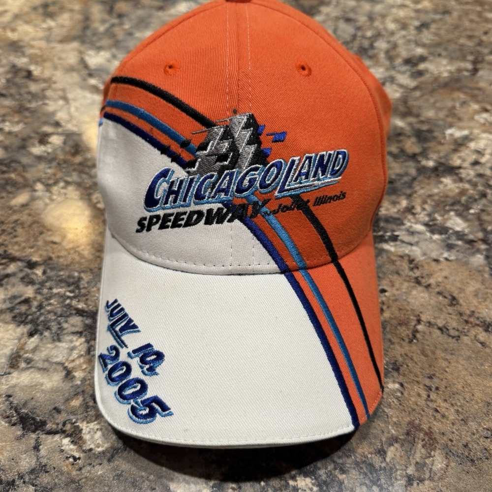 Vintage Chicagoland Speedway Hat Cap Strap Back NASCAR Racing Mens July 2005